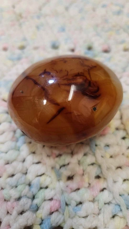 Polished Moss brown honey agate stone - photo 2
