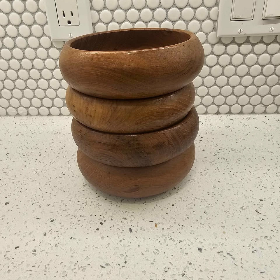 Set of 4 wood bowls - photo 3