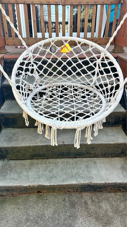 Patiojoy Hanging Hammock Chair Macrame Swing Chair Beige