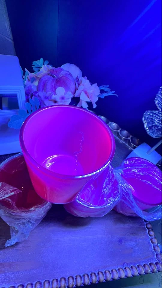 Set of 4 Hot Pink Glass Votive Candle Holder Jar - photo 4