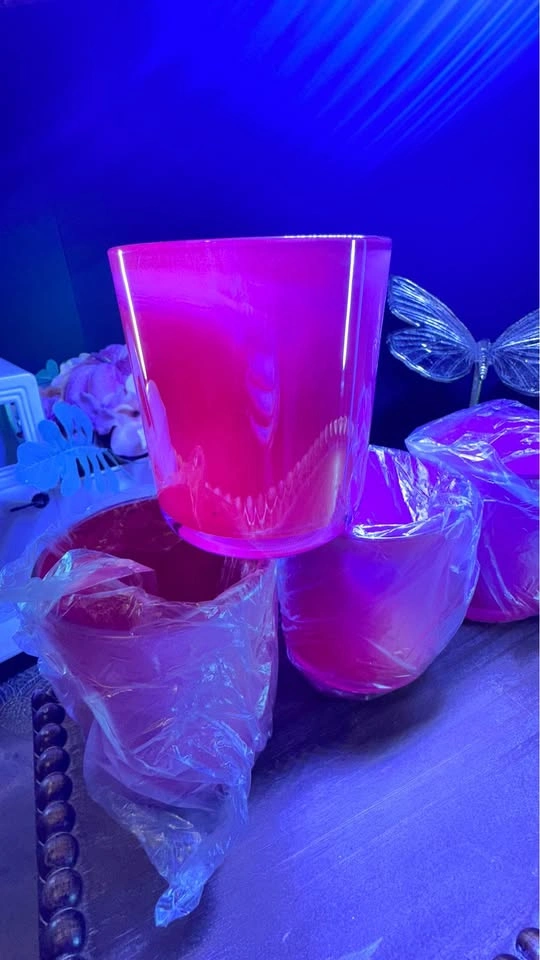 Set of 4 Hot Pink Glass Votive Candle Holder Jar - photo 5