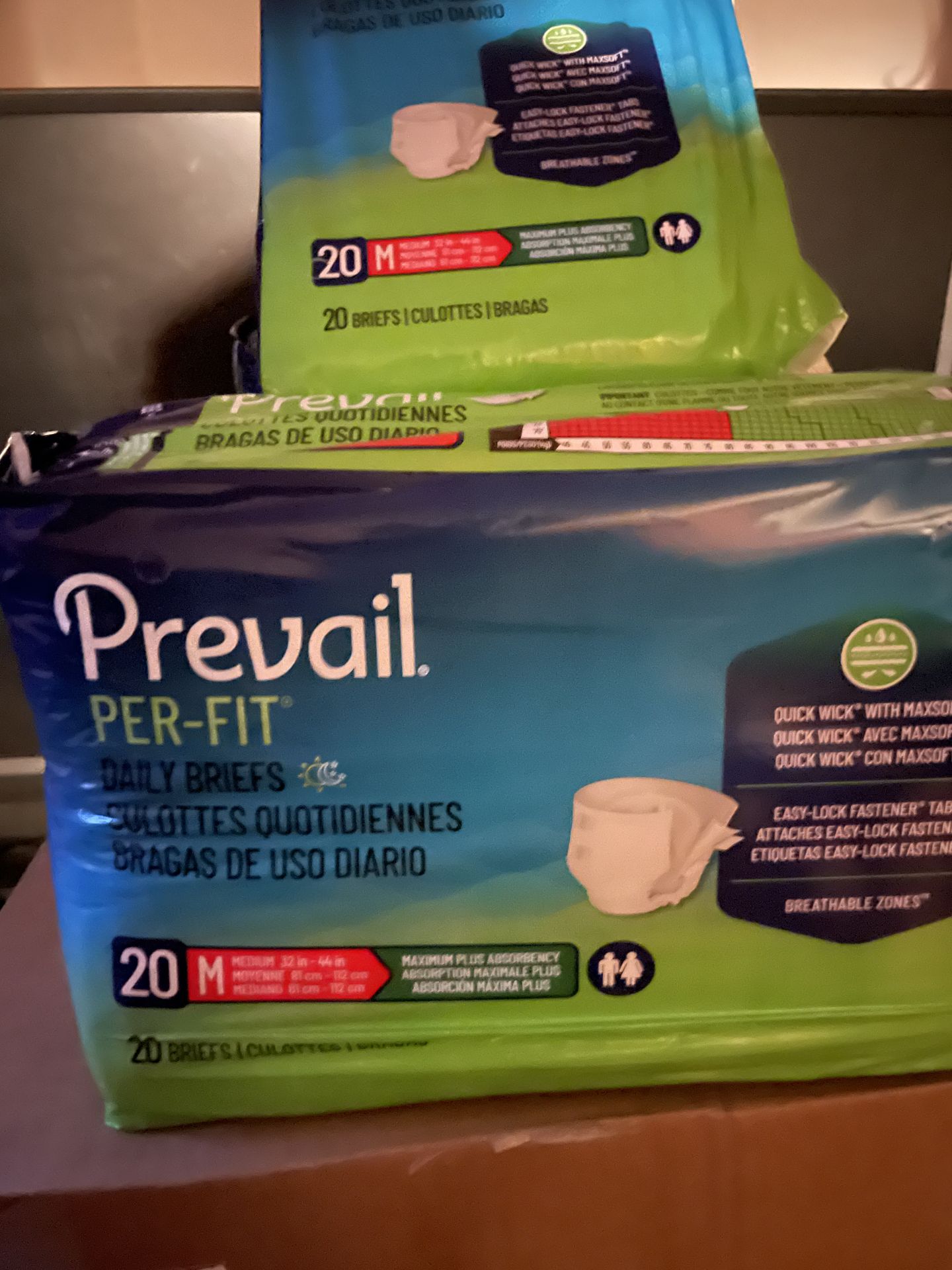 10 Packages Prevail Daily Briefs Size Medium Adult Diapers
