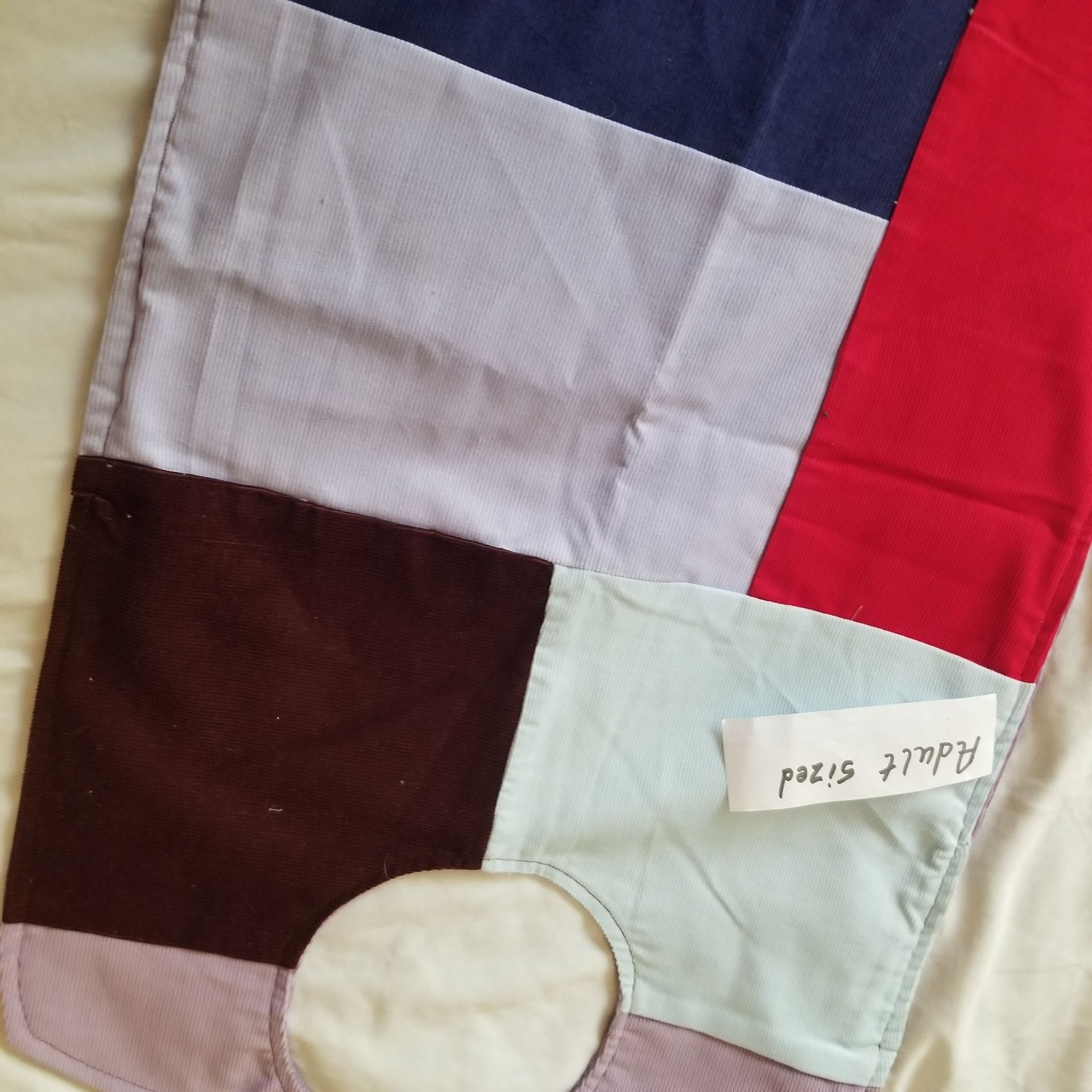 Handmade Adult Sized Bib Patchwork And Purple Red Blue - photo 2