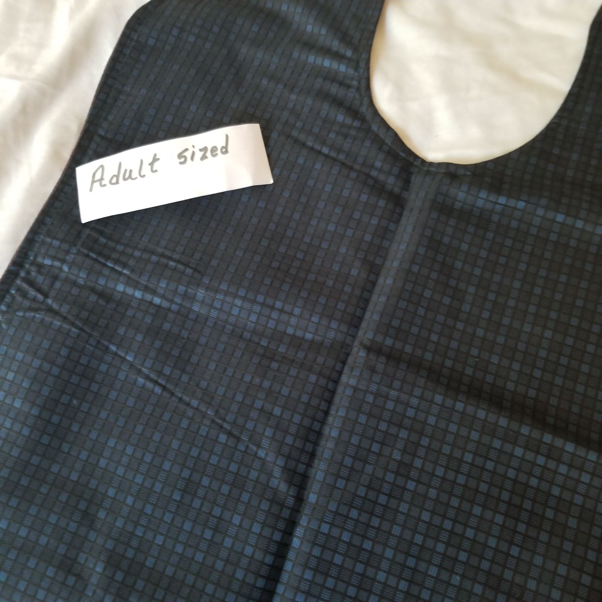 Adult Size Bib Black Blue Checks Plum Purple Handmade