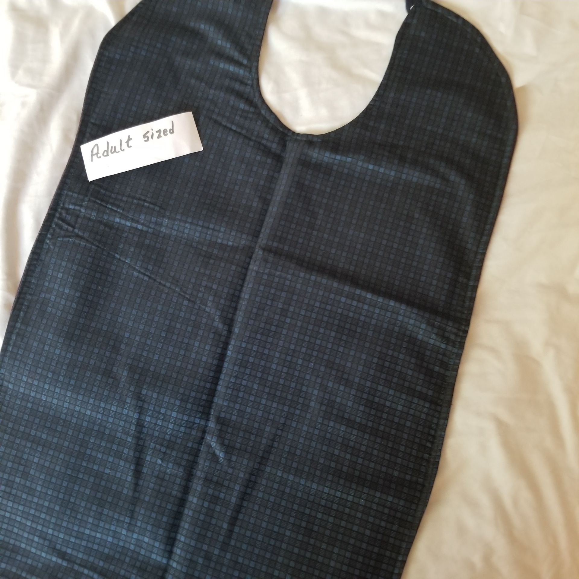 Adult Size Bib Black Blue Checks Plum Purple Handmade - photo 2