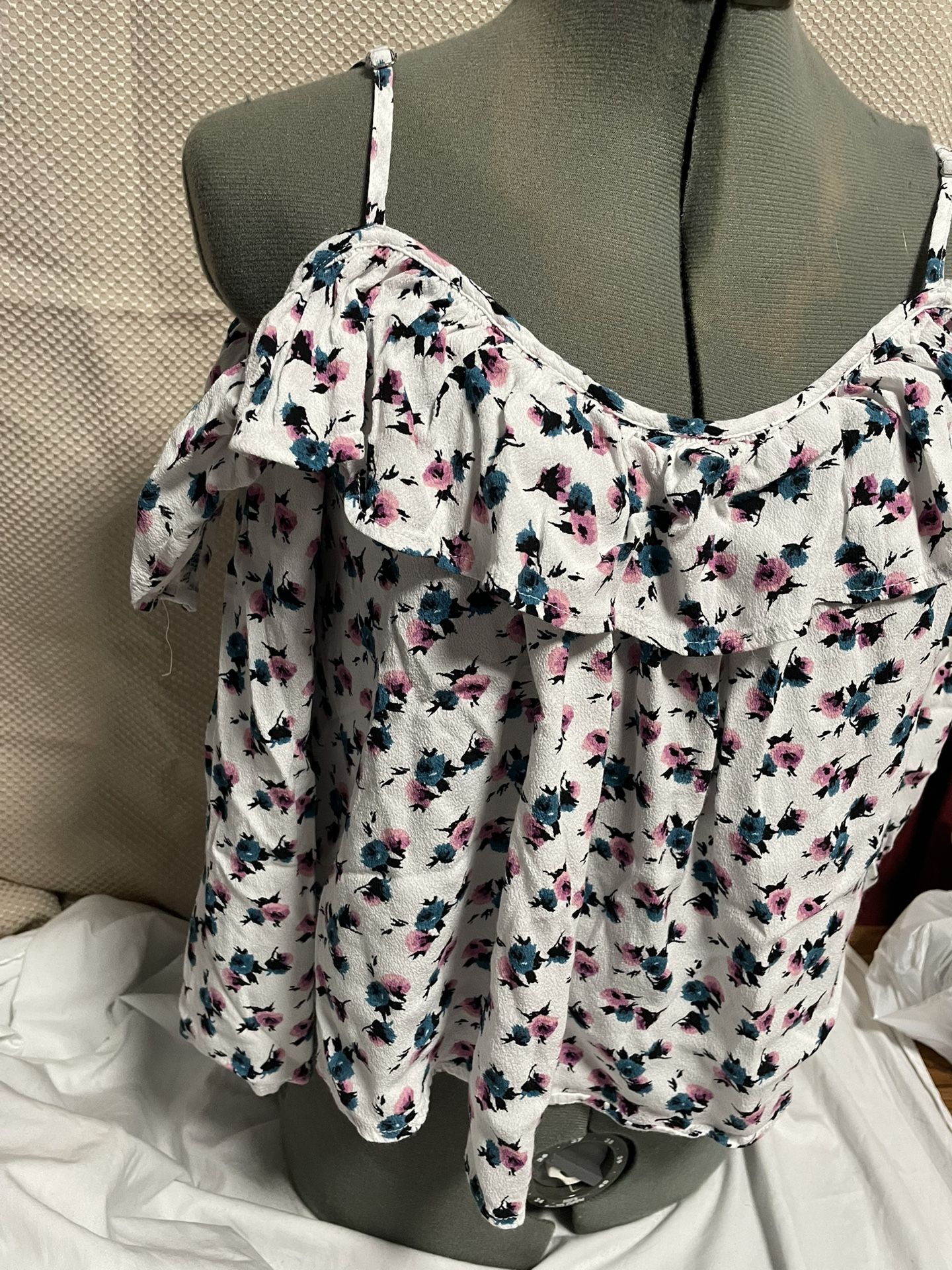 Forever 21 Floral Off The Shoulder Long Sleeve Shirt - Size L - photo 3