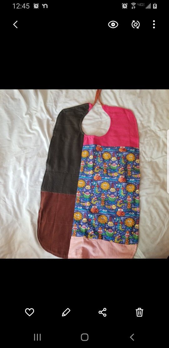 Adult Size Handmade Patchwork Bib - Pink & Blue - photo 2