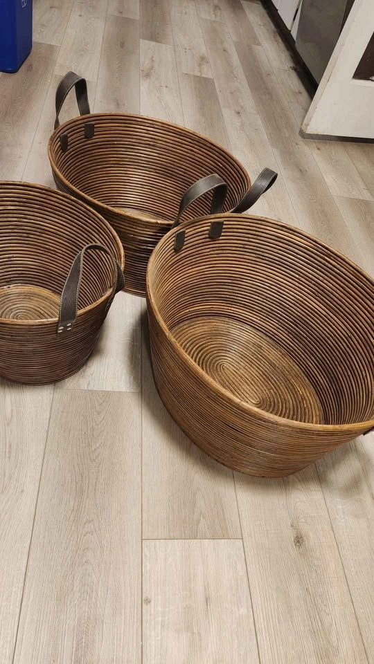 Set of 3 Oval Bohemian Woven Baskets with Handles - photo 2