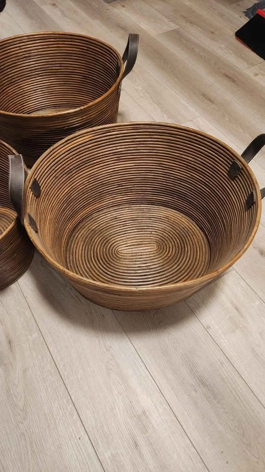Set of 3 Oval Bohemian Woven Baskets with Handles - photo 3