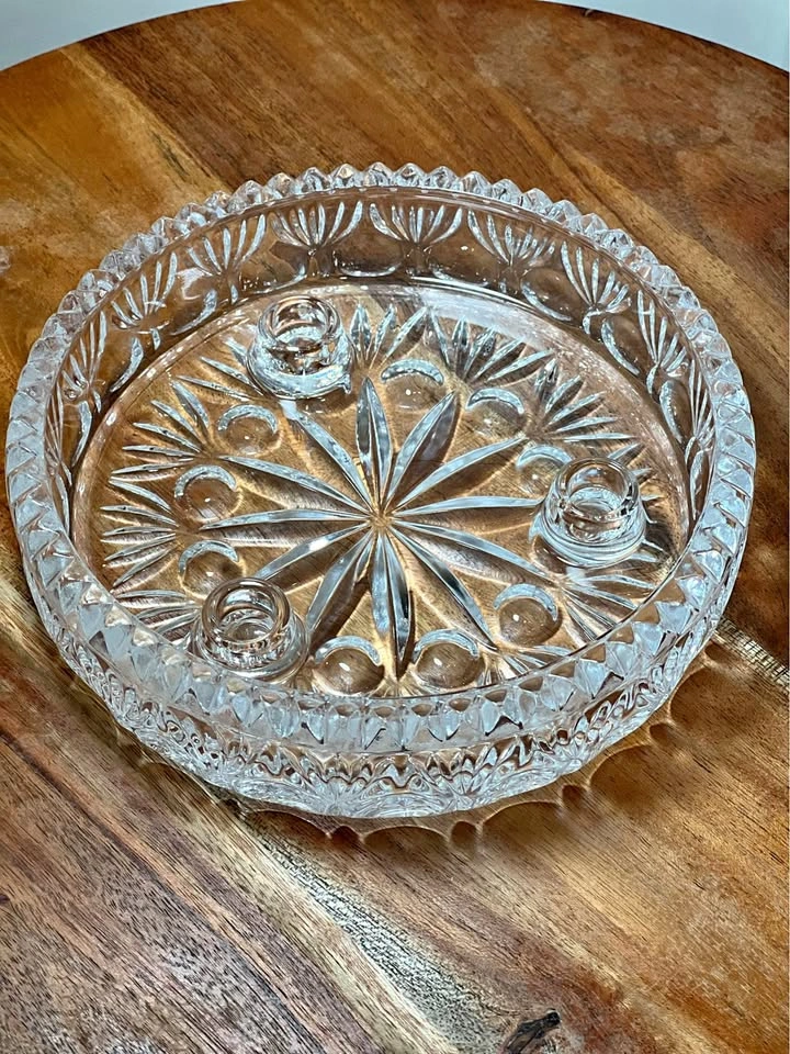 Princess House Royal Highlights Crystal Candle Holder Dish