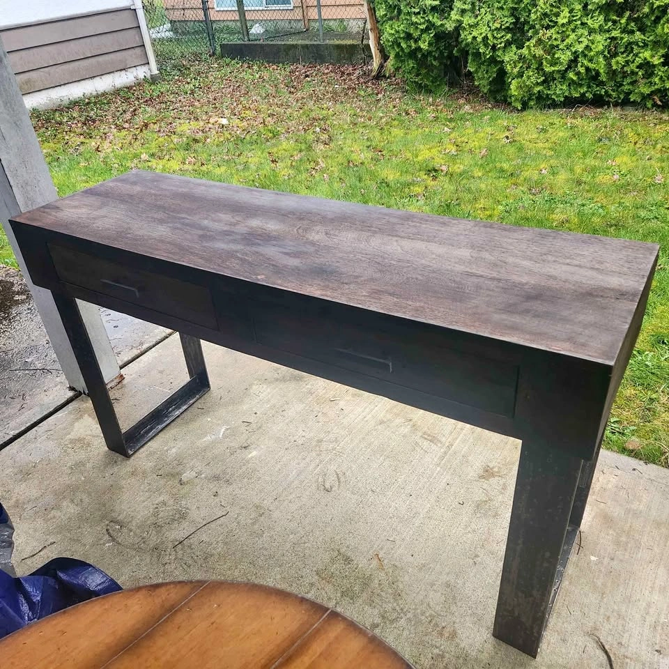 Mango Wood Hallway Table with Industrial Metal Legs