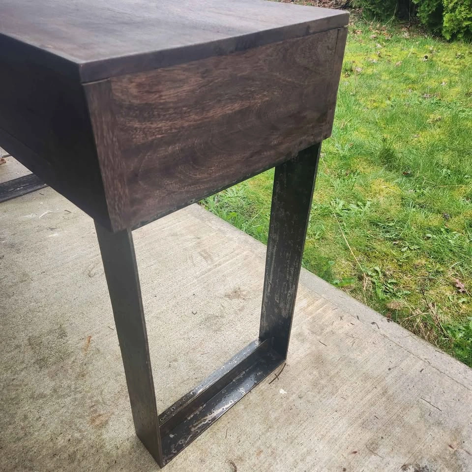 Mango Wood Hallway Table with Industrial Metal Legs - photo 3