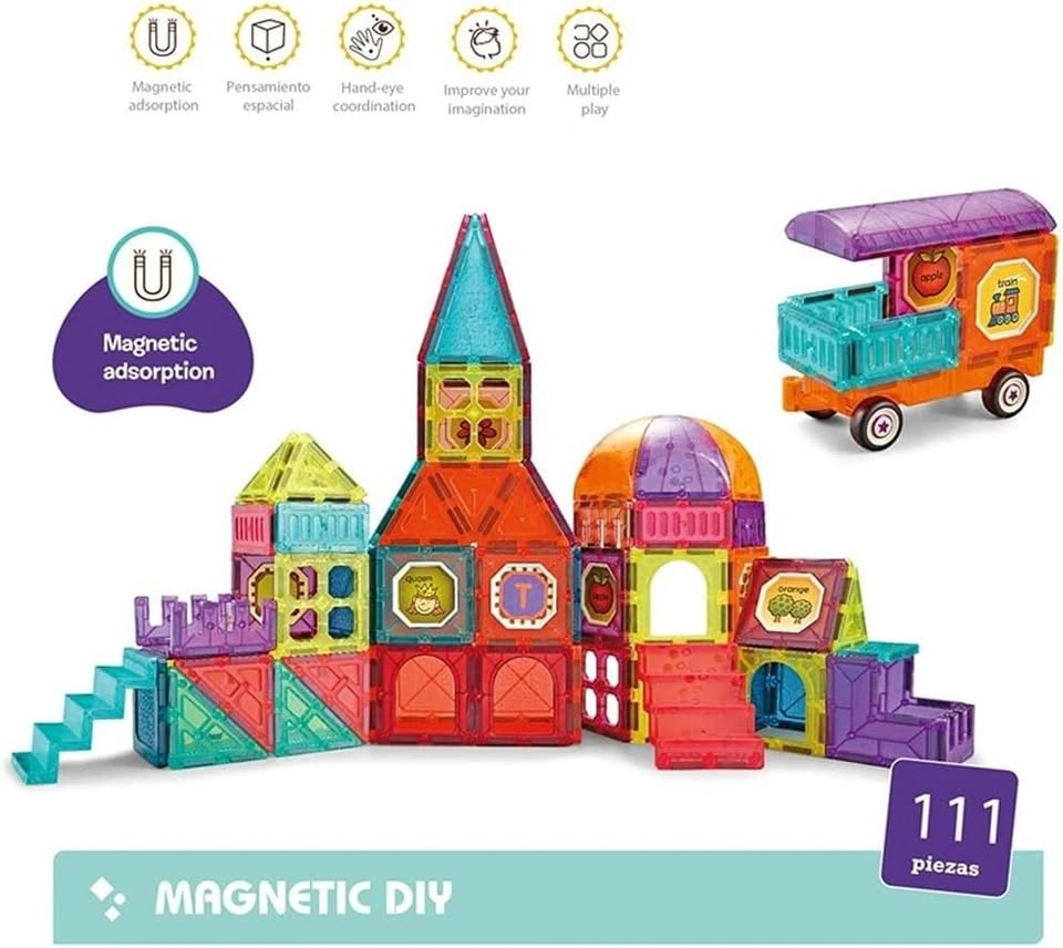 Magnetic DIY Building Tiles Set (111 Pieces) – Brand New - photo 4