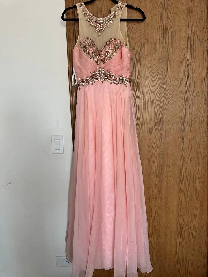 Pink Beaded Prom Dress XS/S Long Formal Evening Dress Size 4