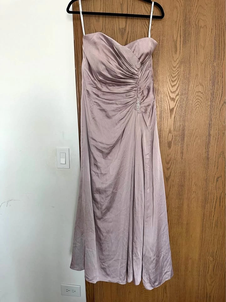 Mauve Strapless Maxi Dress Size M Formal Prom Bridesmaid Belsoie