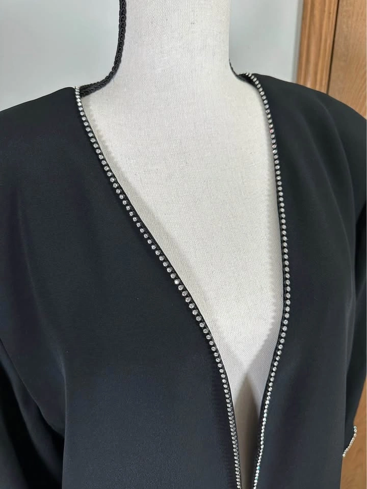 Vintage Black Evening Jacket Rhinestone Trim Heiser-Egan L - photo 2