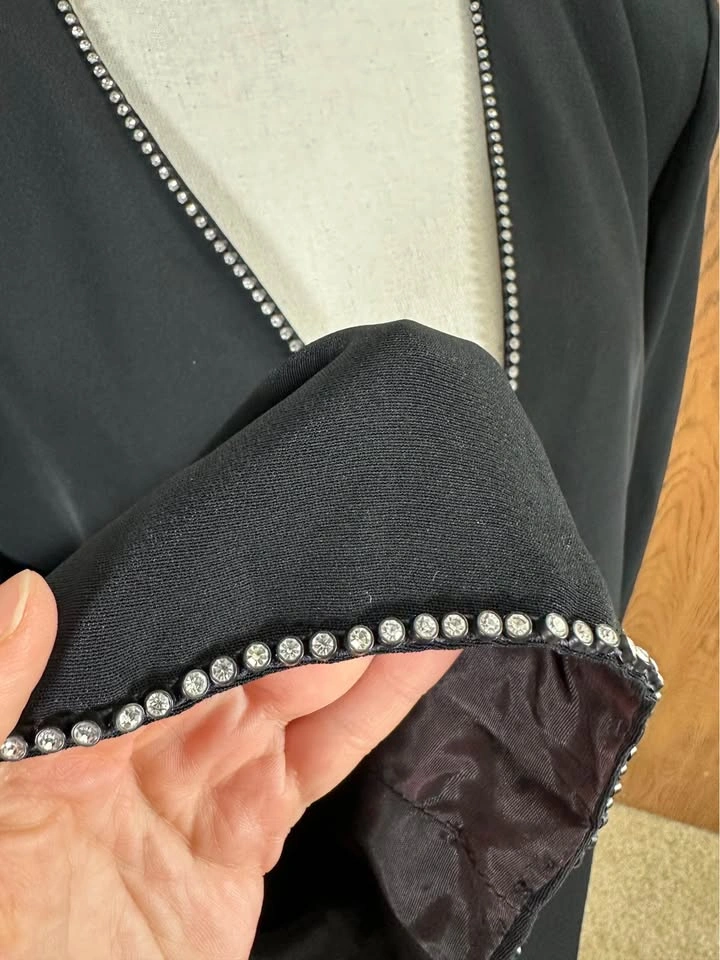 Vintage Black Evening Jacket Rhinestone Trim Heiser-Egan L - photo 3