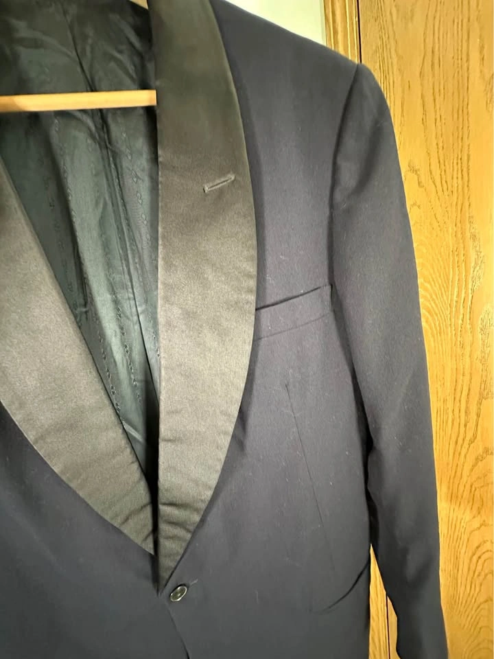 Men's Dark Blue Tuxedo Blazer - Vintage Formal Jacket - photo 2