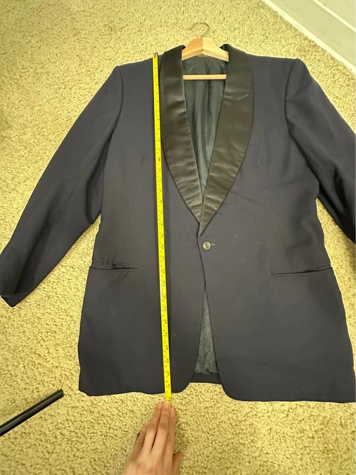 Men's Dark Blue Tuxedo Blazer - Vintage Formal Jacket - photo 4