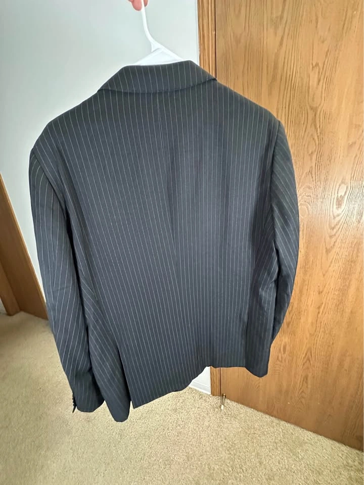 Men's Black Pinstripe Blazer Jacket Size S Classic Formal - photo 2