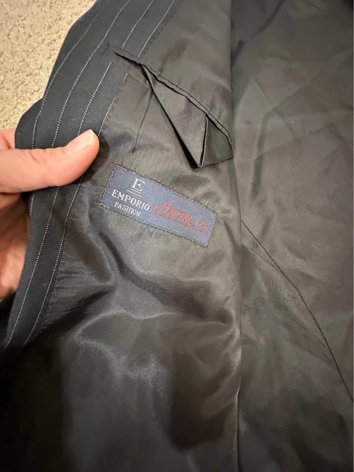Men's Black Pinstripe Blazer Jacket Size S Classic Formal - photo 5