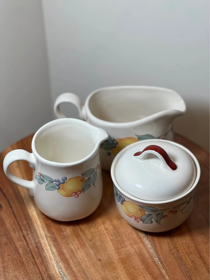 Vintage Corelle Abundance Creamer, Sugar Bowl, Gravy Boat - photo 2