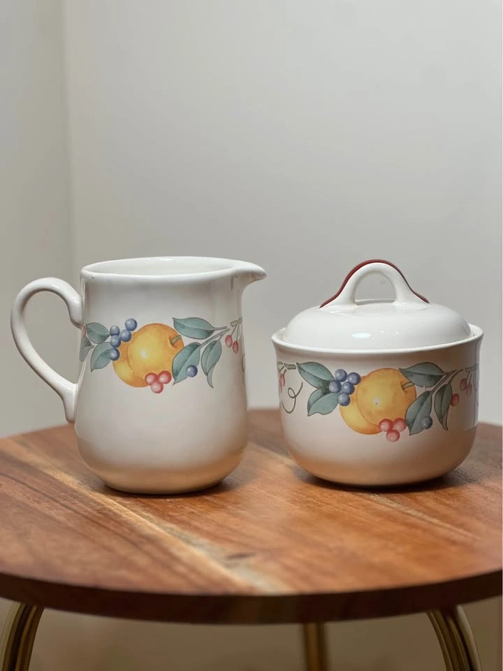 Vintage Corelle Abundance Creamer, Sugar Bowl, Gravy Boat - photo 3