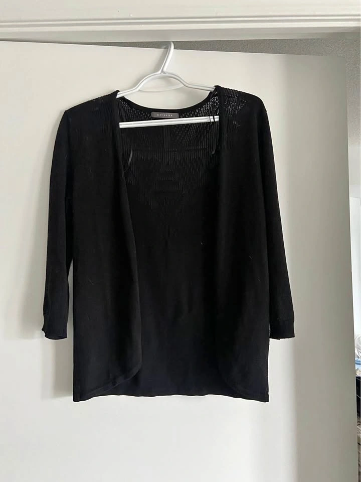 Black open cardigan