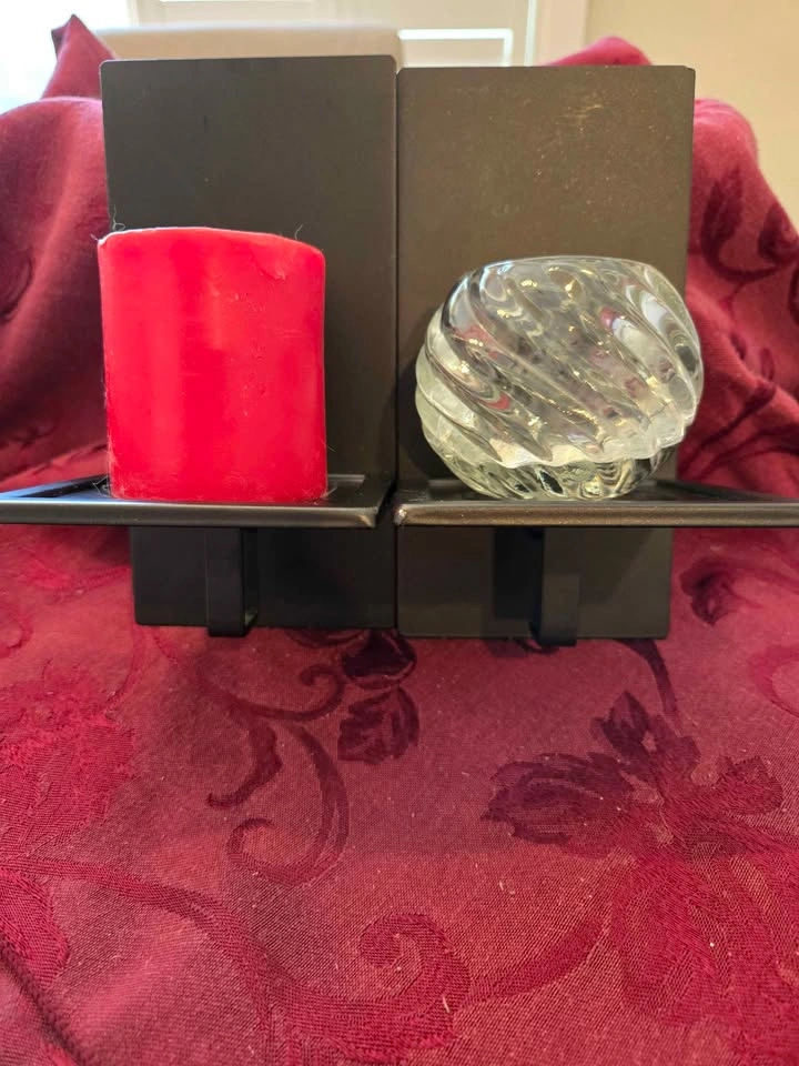 Partylite Black Wall Sconces Candle Holders Pair - photo 2