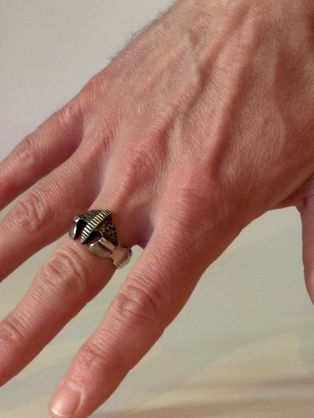 Unique 925 Silver Medieval Helmet Custom Ring - photo 2