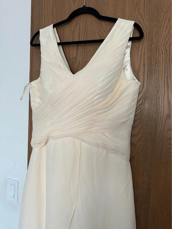 Ivory Chiffon Maxi Dress Size L Prom Formal Wedding Guest Brides - photo 3