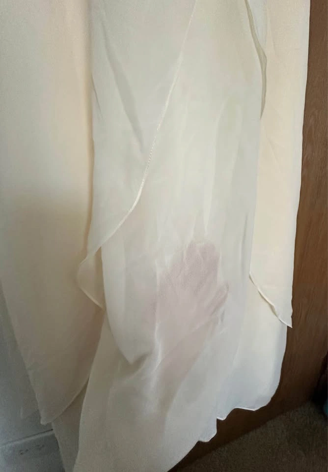 Ivory Chiffon Maxi Dress Size L Prom Formal Wedding Guest Brides - photo 5