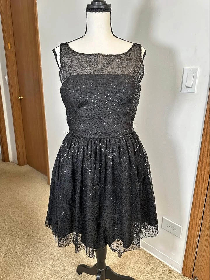 Black Sequin Cocktail Dress Size S Sleeveless Party Formal Dress