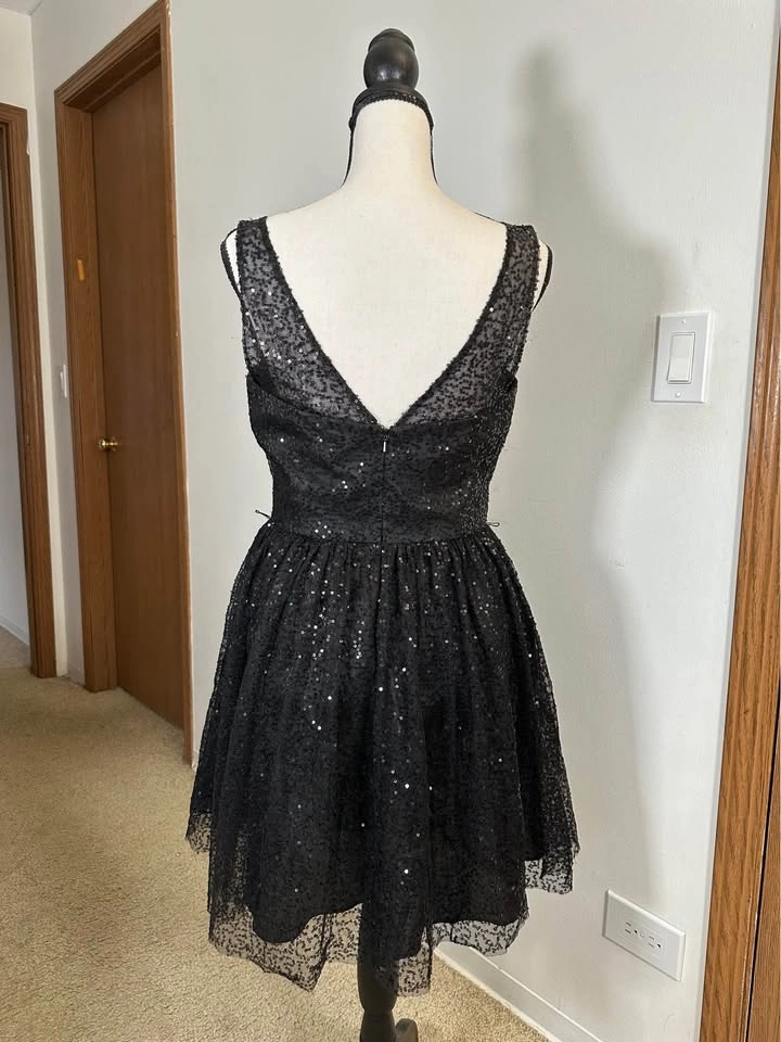 Black Sequin Cocktail Dress Size S Sleeveless Party Formal Dress - photo 2