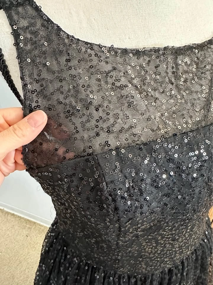 Black Sequin Cocktail Dress Size S Sleeveless Party Formal Dress - photo 3