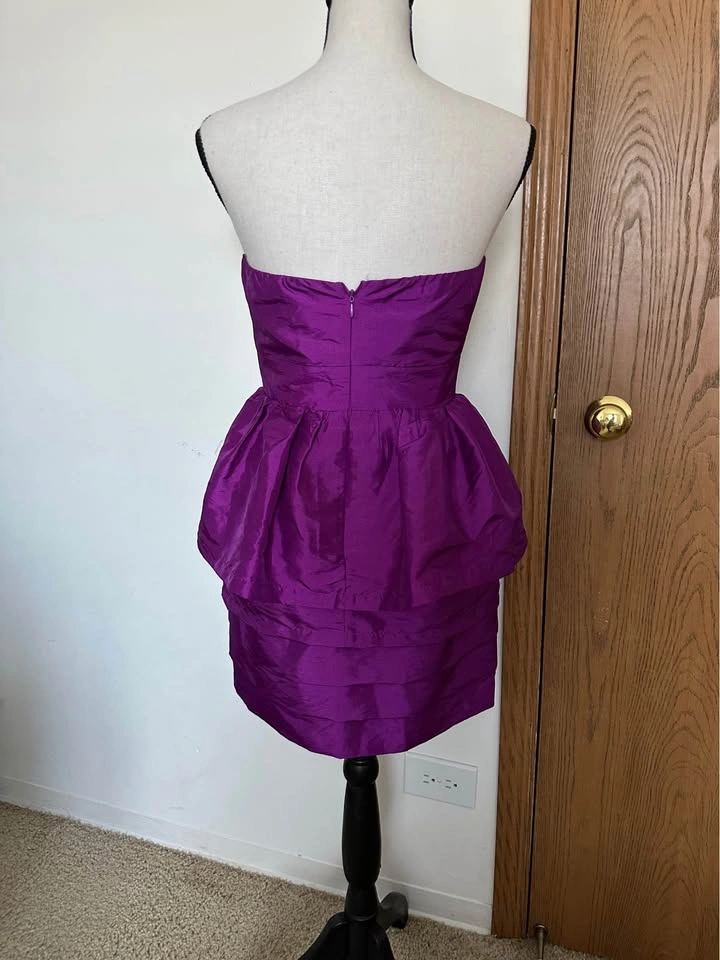 Forever 21 Strapless Peplum Dress Purple Mini XS S Party - photo 2