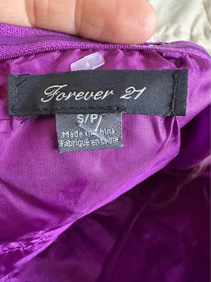 Forever 21 Strapless Peplum Dress Purple Mini XS S Party - photo 4