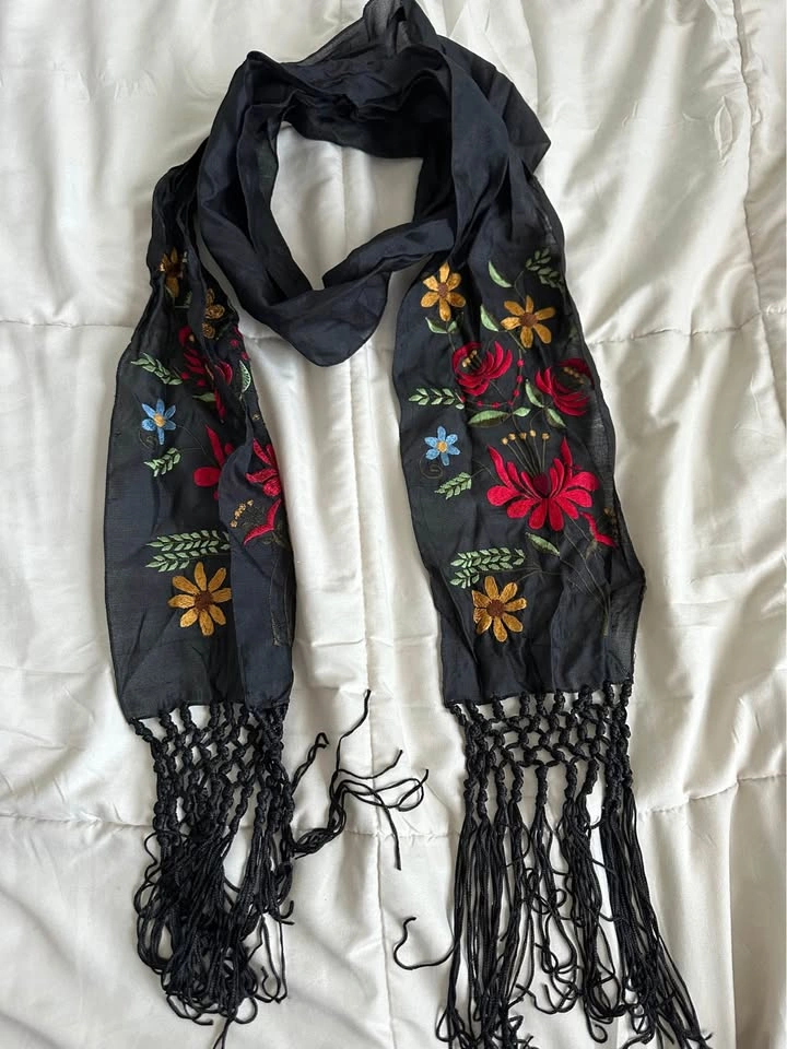 4 Fashion Scarves Lace Floral Fringe Leopard Boho - photo 2