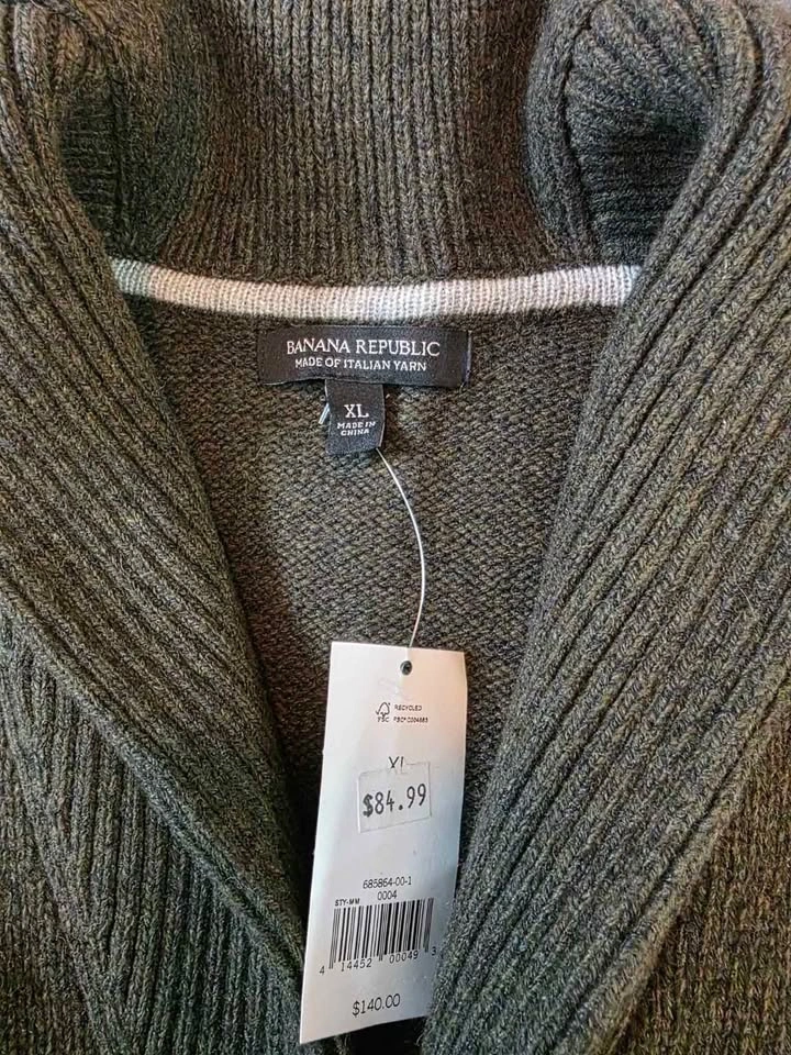 NEW Banana Republic Shawl Collar Cardigan – XL – Italian Yarn - photo 4