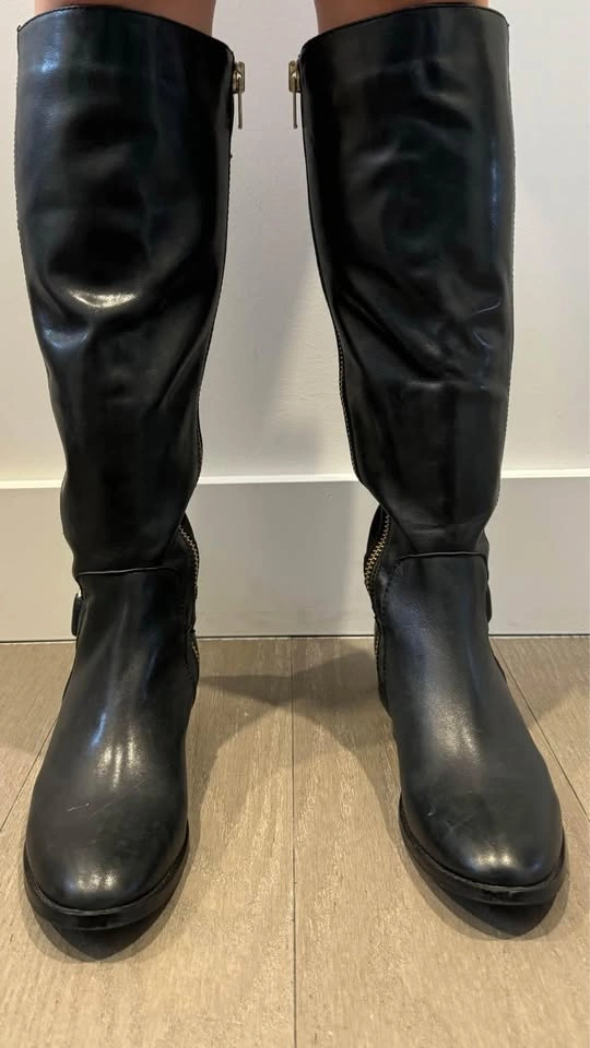 Steve Madden Riding Boot Black with Gold Zippers