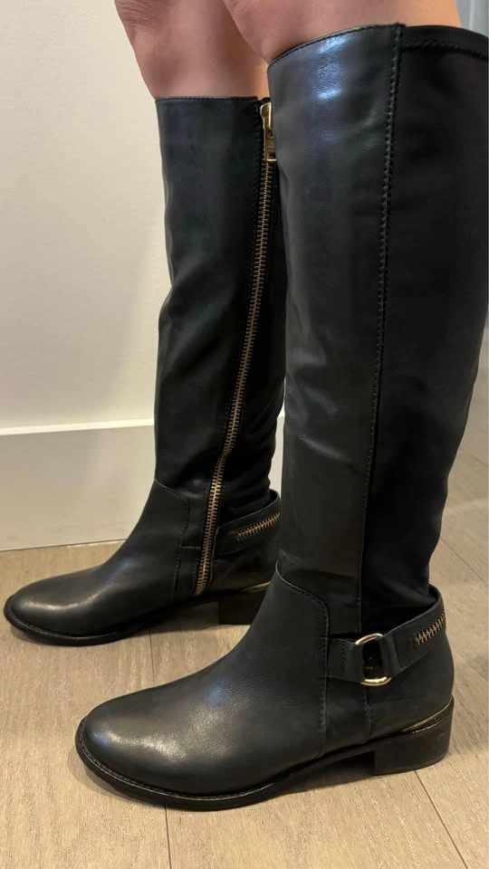 Steve Madden Riding Boot Black with Gold Zippers - photo 2