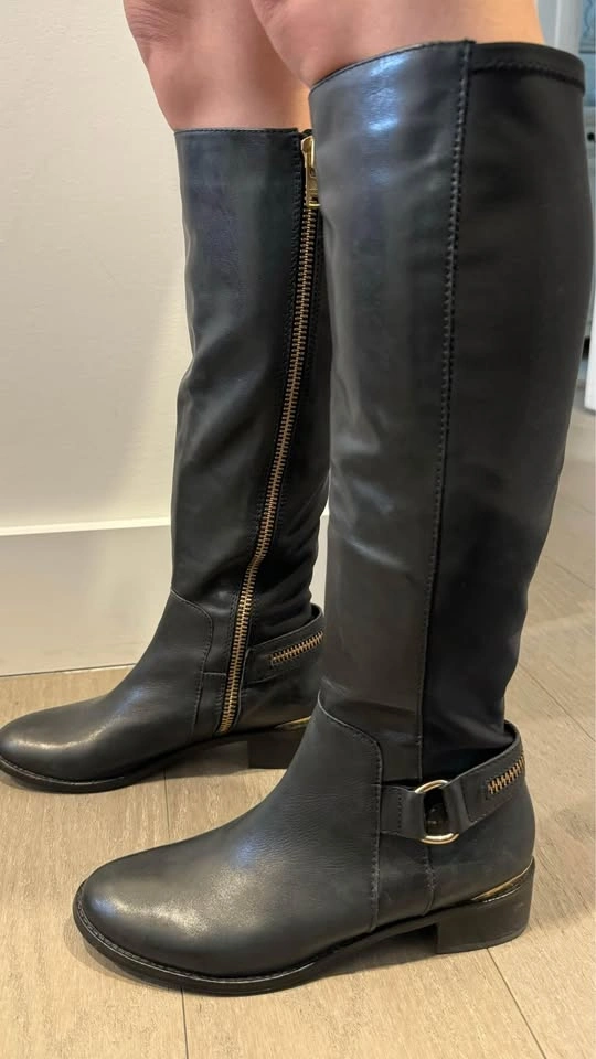 Steve Madden Riding Boot Black with Gold Zippers - photo 3