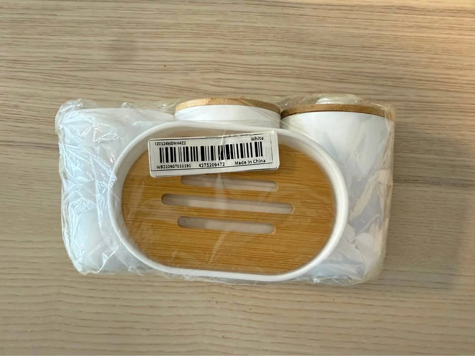 4-Piece Bathroom Set – Soap Dispenser, Soap Holder, Cup & Toothb