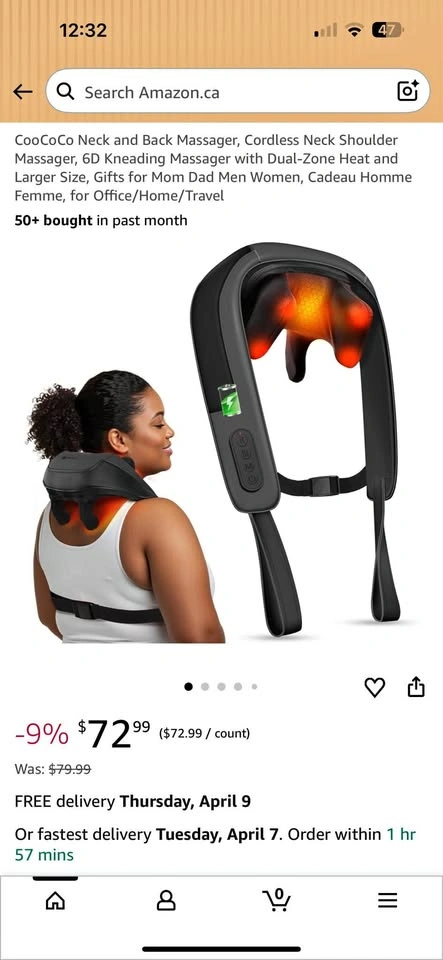 CooCoCo 6D Neck and Back Massager with Heat - Like New!