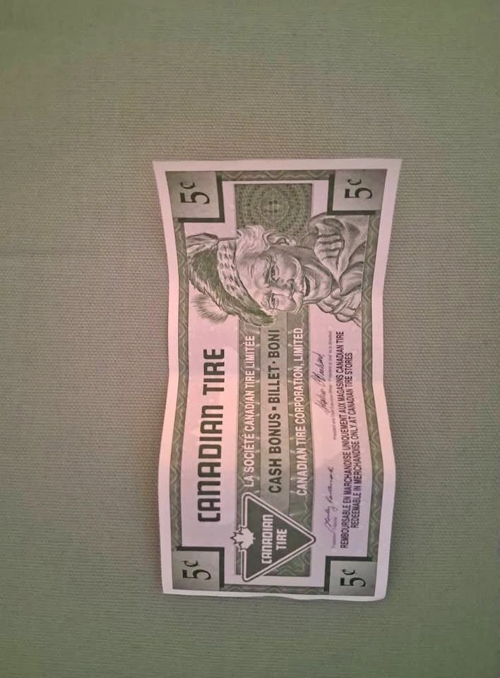 Vintage 1992 Canadian Tire 5 cents Cash Bonus Coupon