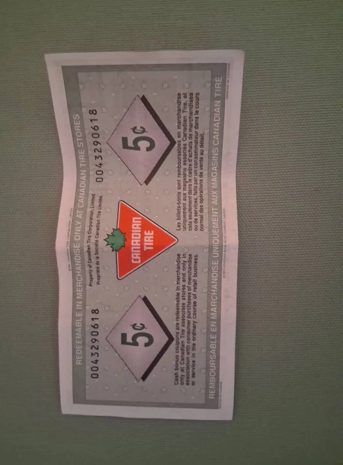 Vintage 1992 Canadian Tire 5 cents Cash Bonus Coupon - photo 2