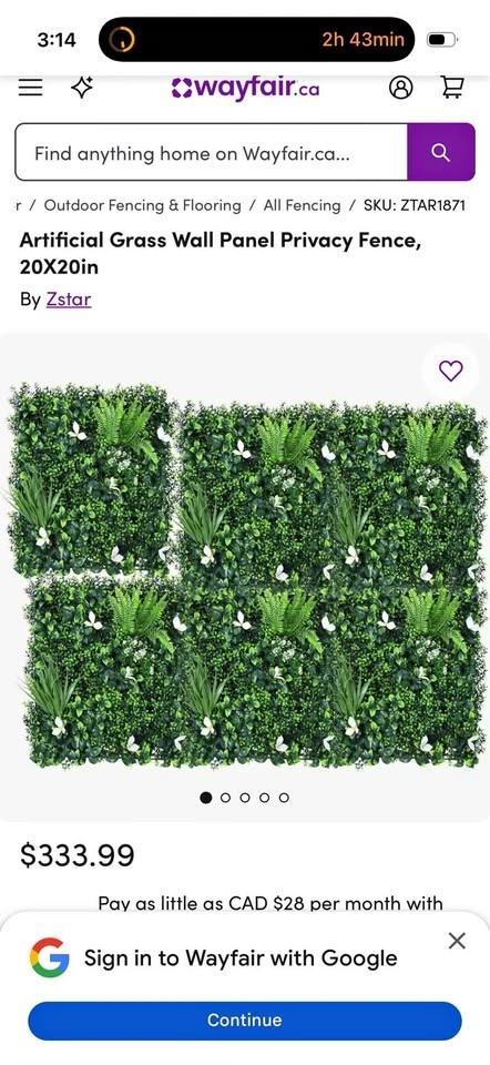 12pc 20x20 Greenery Wall Panels - Indoor/Outdoor
