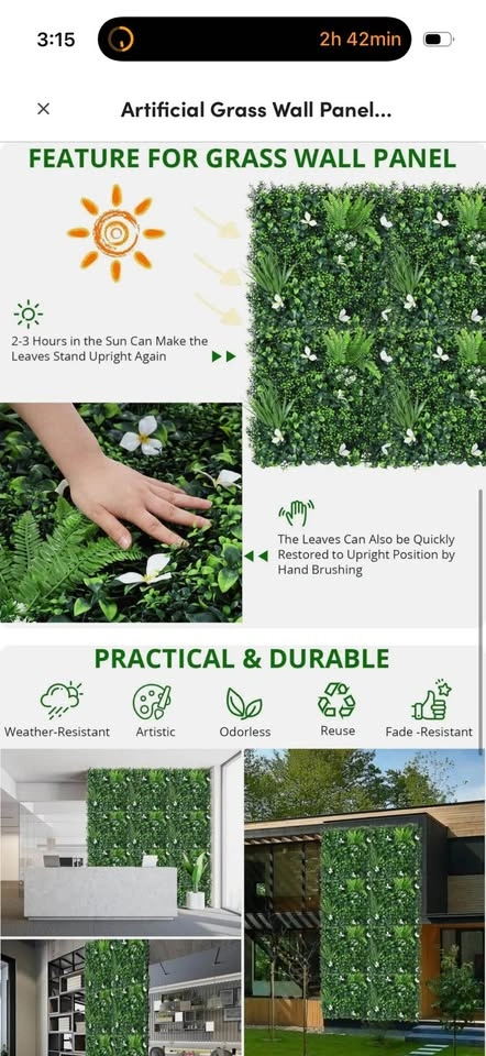 12pc 20x20 Greenery Wall Panels - Indoor/Outdoor - photo 3