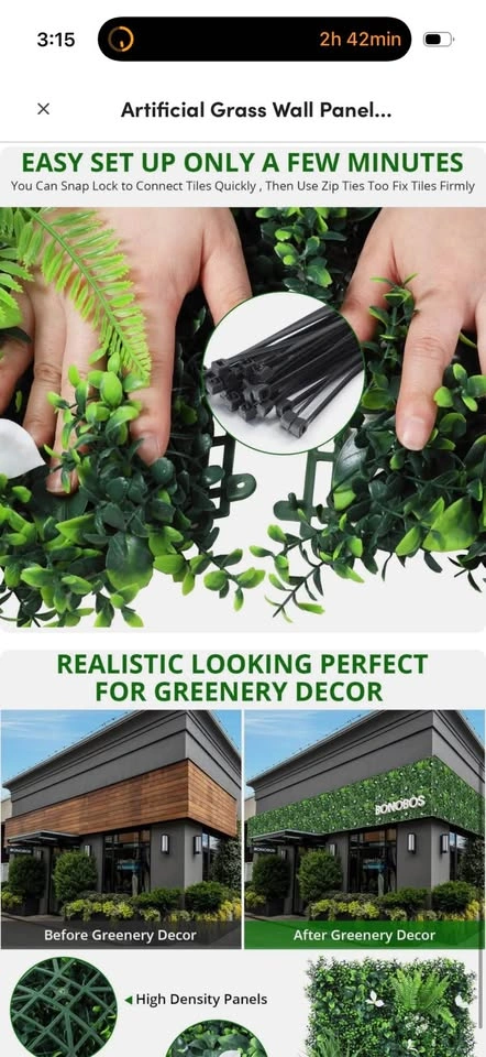 12pc 20x20 Greenery Wall Panels - Indoor/Outdoor - photo 4