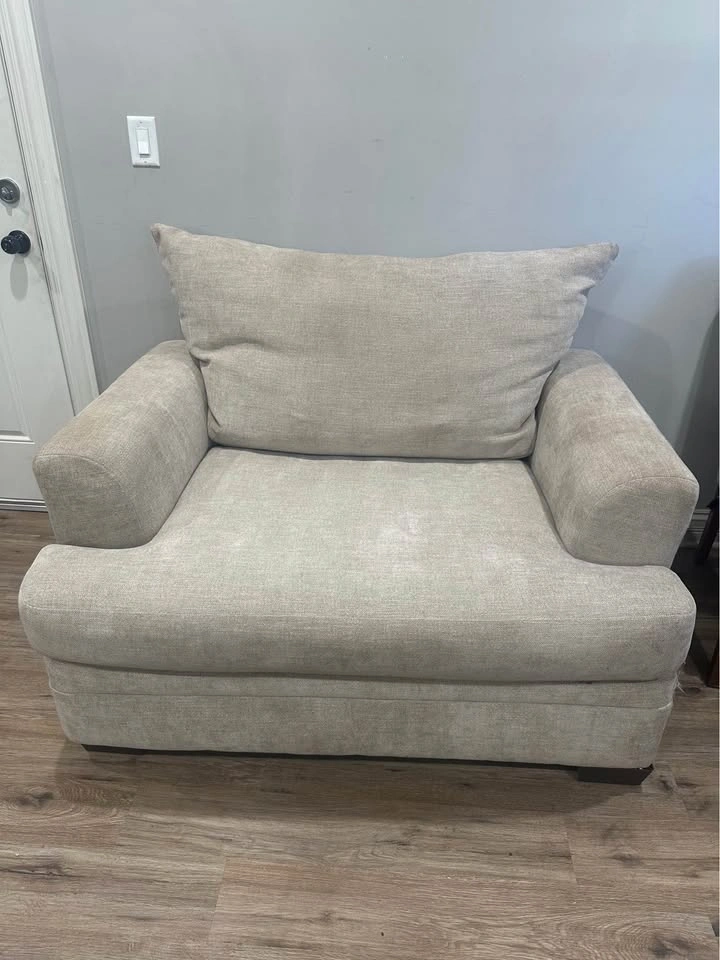 Beige Upholstered Armchair - Delivery Available